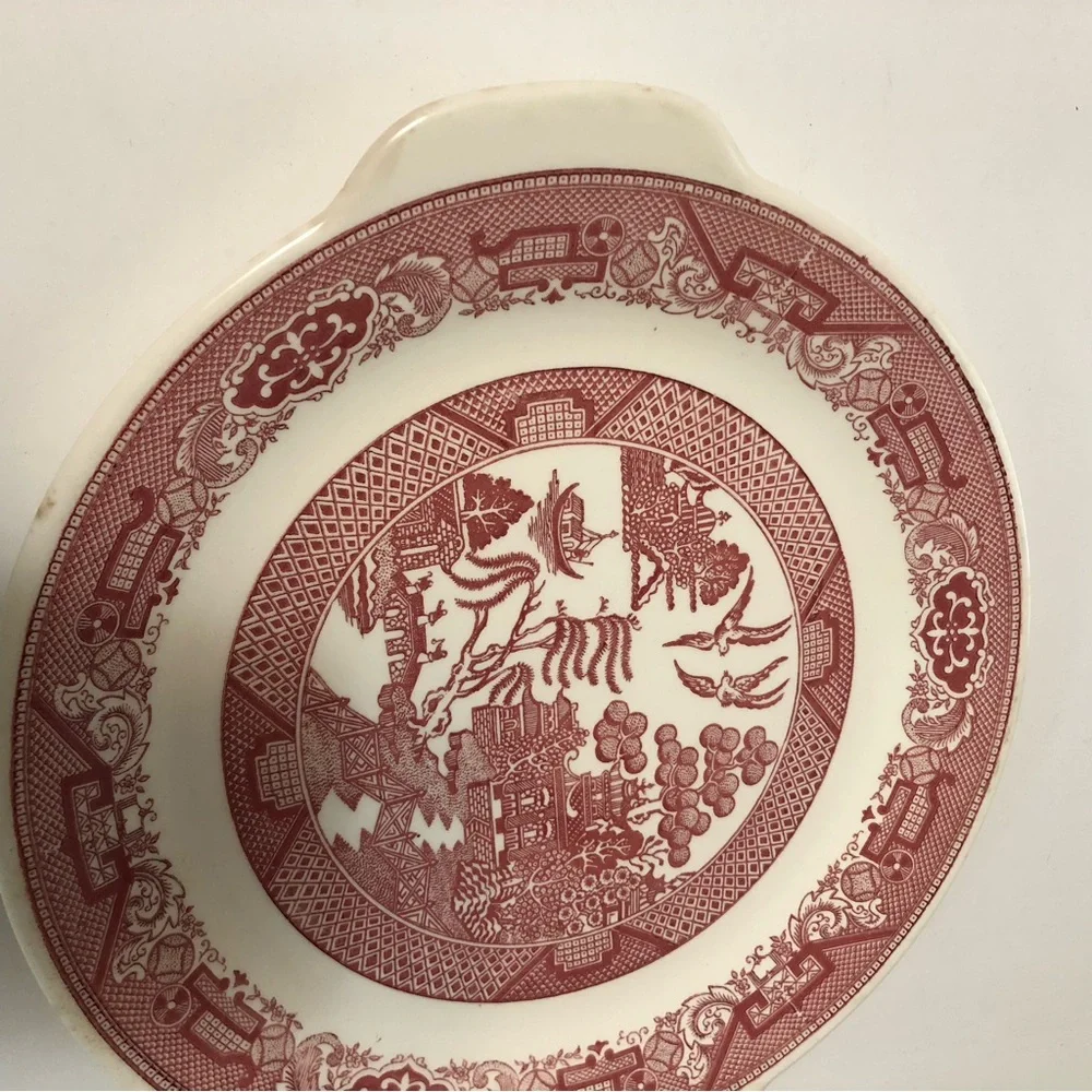 Vintage Pink Willow Royal China Willow Ware Red Ceramic Serving Platter 1953